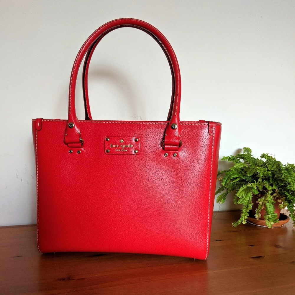 Kate Spade Red leather Satchel Wellesley Quinn